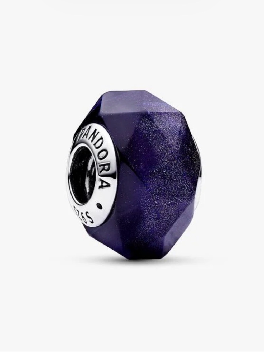 Pandora Deep Blue Faceted Murano Glass Charm & Sterling Silver